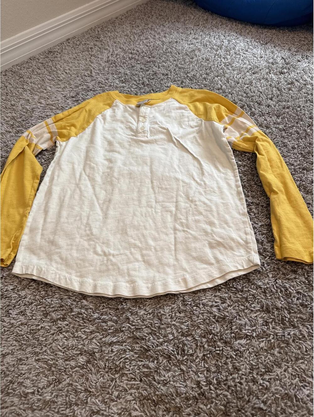 Hanna Andersson Boys Yellow White Shirt US 12 (Large)